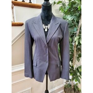 Norma Kamali Gray Polyester Single Breasted Three Buttons Fitted Blazer 12